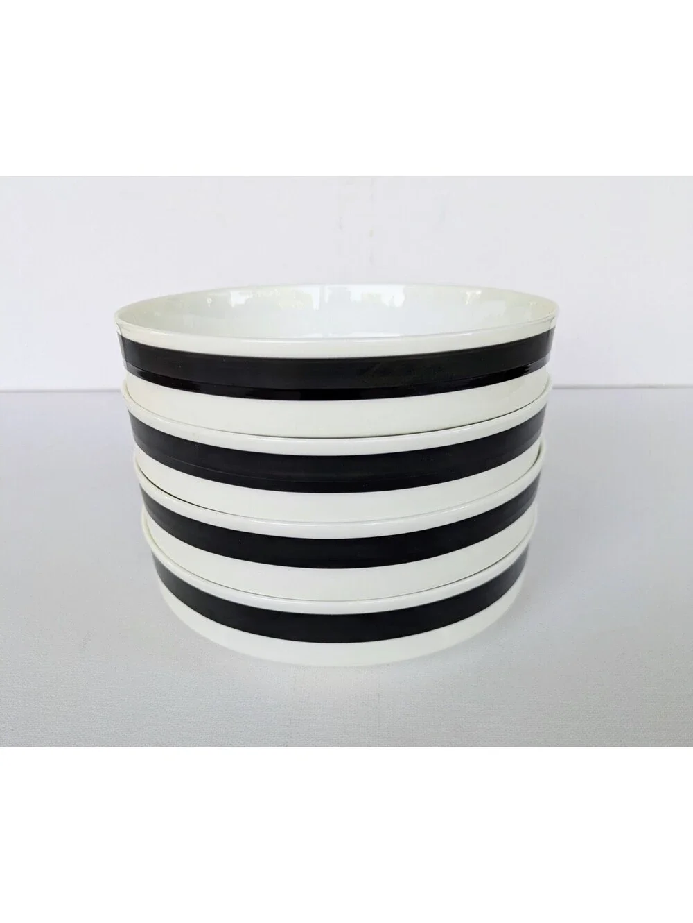 True Vintage Black & White Geometric Bone China Bowls, Mikasa Bakota, late 1970s